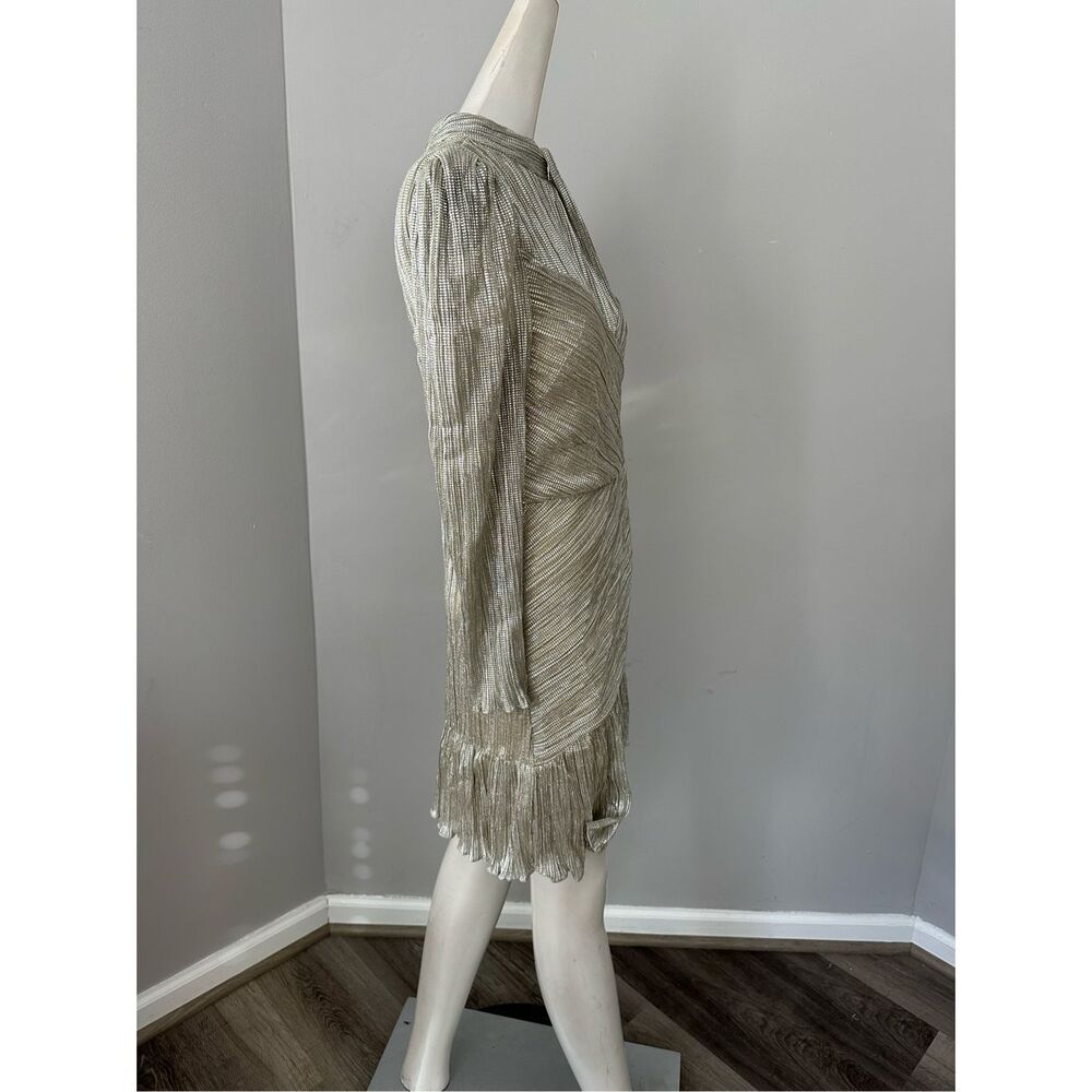 Saylor Saydee Mock Neck Long Sleeve Ruched Mini Dress Metallic Large $275 - Picture 6 of 11